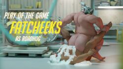 2boys 3d ass bara big_ass big_butt cum fat_ass fat_man gay male/male male_only mask nsfwmaker overwatch overweight overweight_male power_bottom roadhog soldier_76