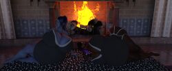 2girls bbw dark-skinned_female dark_skin fat fat_ass fireplace huge_ass huge_belly huge_breasts imminent_sex latina looking_at_viewer multiple_girls overwatch overwatch_2 seductive sombra violazierau wide_hips widowmaker