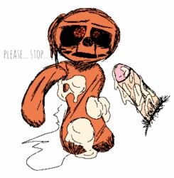 2boys anthro anthro_male atrocity_(bear) bear bear_(game) black_sclera colored colorized covered_in_cum creampie cum dialogue dick edit edited hairy i_need_special_guest_r34 male male_focus missing_arm missing_leg orange_body orange_fur penis pink_tip red_eyes roblox roblox_game text theunknownuser ursid ursine wire