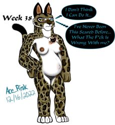 anthro belly bodily_fluids breast_milking breasts bump clouded_leopard dreamworks felid feline female fur genitals hi_res kung_fu_panda lactating mammal navel outie_navel pantherine pregnant progression pussy scared solo spots spotted_body spotted_fur su_wu tattoo weight_gain wide_hips wu_sisters