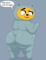 1boy adventure_time anthro ass bear_suit big_butt cartoon_network clothing colossalstars jermaine_the_dog male male_focus male_only solo solo_male suit text thick_thighs