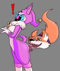 1girls ass big_ass blue_hair canine cats_versus_dogs_series female fur furry huge_ass kindred lamb_(league_of_legends) league_of_legends purple_fur stuart24 wolf_(league_of_legends) woof_and_lamb_kindred