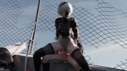 3d android animated anosluz athletic_female black_high_heel_boots black_legwear black_stockings blindfold bouncing_breasts cleavage cowgirl_position deep_penetration footwear human human_penetrating light-skinned_male maid nier nier:_automata nipple_bulge no_panties open_mouth penetration pussy robot robot_girl sex sex_from_behind short_hair small_breasts spread_legs thick_thighs thighhighs thighs uncensored white_hair wide_hips yorha_2b