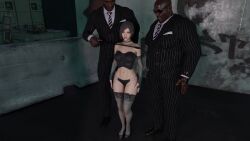 1girls 2boys 3d ada_wong bondage capcom dark-skinned_male female interracial light-skinned_female male resident_evil resident_evil_3 resident_evil_3_remake threesome unfinishedneme1