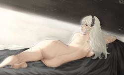 1girls ass back back_view backboob bare_back bare_legs big_ass breasts completely_nude corrin_(fire_emblem) corrin_(fire_emblem)_(female) feet female female_only fire_emblem fire_emblem_fates grey_hair hairband large_breasts legs looking_at_viewer looking_back magdalenus27 nintendo nude nude_female on_side pointy_ears ponytail red_eyes soles solo toes