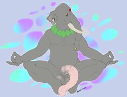 anthro big_penis elephant erection lotus_position male male_only mudra naoma-hiru penis