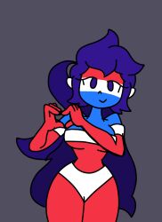 big_breasts big_hair blue_body blue_eyes blue_hair blue_skin breasts female female_only giant_breasts gloves heart heart_hands long_gloves long_hair massive_breasts no_bra no_panties pepsi pepsi-chan pepsi_addict pepsiwoman ponytail pose posing red_gloves rule_63