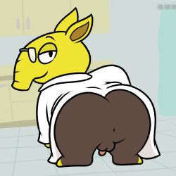 anthro anus ass balls barefoot bottomless brown_body brown_fur cabinets clothed clothing coat doctor_drowzee drawers drowzee eyewear feet fur generation_1_pokemon genitals glasses inside lab_coat male nintendo nishi_oxnard penis pokemon pokemon_(species) snout solo tile topwear yellow_body yellow_fur