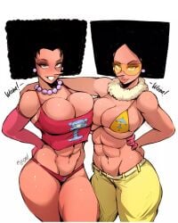 2023 2girls abs aleksandrgav big_breasts black_hair curvy_female female female_focus female_only fit_female hi_res kiwi_(one_piece) looking_at_viewer milf mozu_(one_piece) muscular_female one_piece seductive_look toei_animation