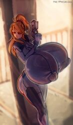 1girls big_breasts big_nipples blonde blonde_female blonde_hair bodysuit breasts breasts_bigger_than_head clothed enormous_breasts female giant_breasts gigantic_breasts gun huge_breasts huge_nipples hyper_breasts large_breasts large_nipples massive_breasts metroid nintendo nipple_bulge nipples pwcsponson samus_aran skin_tight skin_tight_outfit skintight skintight_bodysuit skintight_clothing thighs tight_bodysuit zero_suit zero_suit_samus