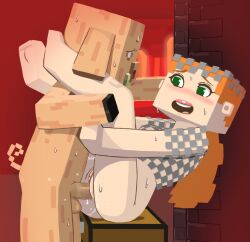 alex_(minecraft) ass b-intend balls bent_legs blush bodily_fluids breasts brick_wall chainmail clitoral_hood clitoris clothing cube_head cubic_body digital_media_(artwork) duo erection feet female female_penetrated genital_fluids genitals green_eyes hair hand_on_leg human humanoid interspecies legs_on_shoulders legs_over_partner's_shoulders lipstick makeup male male/female male_penetrating male_penetrating_female mammal microsoft minecraft missionary_position mojang nude open_mouth penetration penile penile_penetration penis piglin pussy pussy_juice red_hair sex sitting smile square_head suid suina sus_(pig) sweat teeth testicles tongue vaginal_penetration wall_(structure) xbox_game_studios