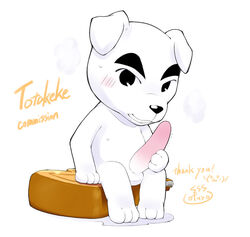 1boy 2011 animal_crossing anthro character_name dog holding_penis k.k._slider male_only nintendo nude penis sitting solo tagme toony totakeke white_fur