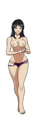 1girls black_hair breasts edit edited female female_only front_view human league_of_legends pale_skin purple_eyes riot_games sivir solo solo_female solo_focus straight_hair topless