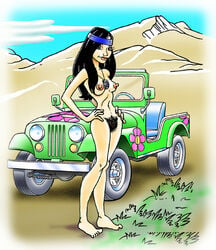 barefoot black_hair breasts crystal_(scooby-doo) dennis_clark desert erect_nipples excessive_pubic_hair feet female female_only nipples pubic_hair scooby-doo solo tagme toes