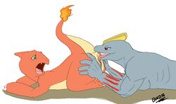 anthro charmeleon color cunnilingus female fire gwon interspecies looking_back machoke male monster muscles nintendo nude oral pokémon_(species) pokemon pokemon_(species) scalie side_view straight tail tail_fire vulva