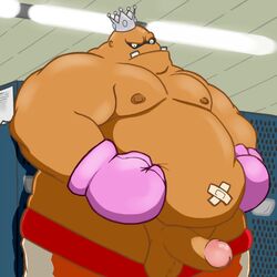 benno boxing_gloves fat fat_man human indoors king_hippo male male_only obese obese_male overweight overweight_male penis poking_out punch_out solo standing tagme tan_skin topless