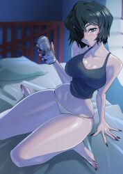 1girls ass barefoot beer beer_can big_ass big_breasts breasts chainsaw_man eye_patch eyepatch feet female female_only himeno_(chainsaw_man) light-skinned_female light_skin looking_at_viewer minicop2001 smile smiling_at_viewer thick_thighs