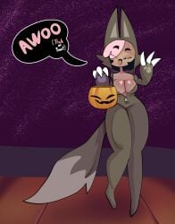 2d bunibelol chikn_nuggit cofi_(chikn_nuggit) cosplay female furry halloween sheep solo_female trick_or_treat