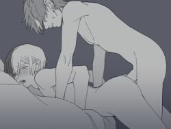 2boys anal anal_sex animated aoyagi_touya arched_back ass ass_up bed bed_sheet bedroom blush cum cum_in_ass cum_inside doggy_style femboy from_behind from_behind_position gay gay_sex gif girly grey_background hand_on_bed looking_at_partner looking_down looking_pleasured male male/male male_only male_penetrated male_penetrating male_penetrating_male moaning moaning_in_pleasure mochi_noue mole_under_eye naked naked_male nude nude_male on_bed open_mouth pounding project_sekai shinonome_akito sweat thighs thrusting thrusting_into_ass two_tone_hair yaoi