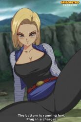 android_18 asking_for_it blonde_hair dragon_ball grigoretro retro_artstyle subtitled tagme talking_to_viewer