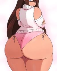 brown_hair glasses hana_(riley_moore) huge_ass looking_back panties presenting purpleguyri riley_moore_(artist) sweater thick_thighs thighs