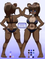 animatronic bear blue_eyes cally3d clazzey cryptiacurves dark_skin fazclaire's_nightclub five_nights_at_freddy's fnaf freddy_(fnaf) fredina fredina's_nightclub fredina_(cally3d) frenni_(cryptia) frenni_fazclaire scottgames swimsuit