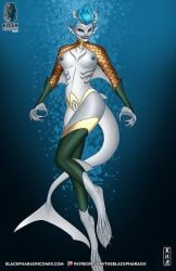 1girls aquaman_(series) aquawoman ariel_curry breasts corrupted corruption curvy curvy_female dc dc_comics earth_11 female female_only fins gills monster_girl queen shark shark_girl shark_tail short_hair solo superheroine tail theblackpharaoh wide_hips