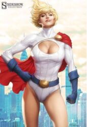 1girls artist_request big_breasts blonde_hair breasts cape curvy curvy_female curvy_figure dc dc_comics female female_only fully_clothed gloves karen_starr light-skinned_female power_girl short_hair smile solo straight_hair superheroine superman_(series) thighs tight_clothing voluptuous voluptuous_female wide_hips