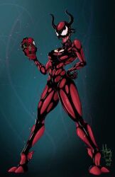 1girls 2017 artist_request breasts carnage_(marvel) cletus_kasady curvy curvy_female dated female female_only marvel marvel_comics red_body rule_63 she-carnage solo symbiote villainess wide_hips