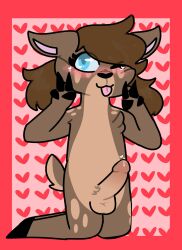 deer femboy furry on_knees peace_sign roseboy