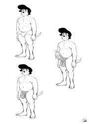 anthro balls big_balls blush bodily_fluids boxer_briefs chimera clothing cum cum_in_mouth cum_inside genital_fluids genitals hi_res jerry_(jordo) jordanwolfie jordo_(artist) male male_only nipples shirt slightly_chubby solo solo_male tail tank_top topwear underwear