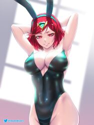 1girls alternate_costume armpits breasts bunnysuit etchimune female female_only latex looking_at_viewer nintendo pyra shiny_clothes solo tagme tight_clothing xenoblade_(series) xenoblade_chronicles_2