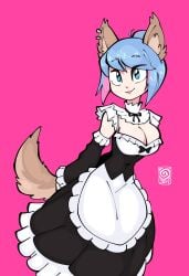 blue_hair breasts fox_girl jek_korpen maid tagme