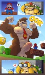 ? anthro ape big_penis binoculars bowser comic donkey_kong donkey_kong_(series) gay genitals goomba gorilla group haplorhine heart hi_res humanoid kamek macro male male/male male_only mammal mario mario_(series) muscular necktie nintendo penis primate size_difference super_mario_bros. themongrel