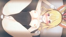 3d after_sex breasts cum_in_pussy cum_inside fox_ears fox_girl girl hololive hololive_gen_5 hololive_japan leotard leotard_aside omaru_polka pussy uncensored virtual_youtuber