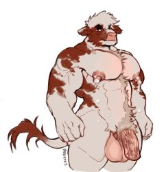 animal_genitalia bara bara_tits big_nipples brown_fur bull cow_ears furry furry_only holyxxx3 huge_breasts huge_nipples huge_testicles lactating lactating_nipples lactation leaking_milk leaking_nipples male_only manboobs maximiliano_(holyxxx3) milk muscular_male no_horns oc original original_artwork original_character penis_out pinup spotted_fur