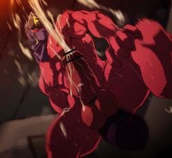 balls bara big_balls big_penis boner cum dildo dildo_in_ass dokichi erection low-angle_view male male_only manji_(tentai_senshi_sunred) mouth_mask muscles muscular musk ninja nude orgasm penis solo solo_male spread_legs sweaty tentai_senshi_sunred