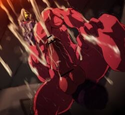 balls bara big_balls big_penis boner cum dildo dildo_in_ass dokichi erection low-angle_view male male_only manji_(tentai_senshi_sunred) mouth_mask muscles muscular musk ninja nude orgasm penis solo solo_male spread_legs sweaty tentai_senshi_sunred