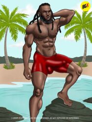 african african_male bgx_comics big_bulge bulge dark-skinned_male dark_skin erection_under_underwear hairy_chest huge_bulge james_anthony male male_only melanin muscles muscular muscular_male onlyfans_model outdoors outside real_person underwear underwear_only