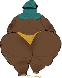 1girls ass ass_focus bbw butt_focus chubby chubby_female cloudboyo dark-skinned_female dark_skin dat_ass fat fat_ass female female_only from_behind huge_ass mario_(series) nintendo no_bra oc original_character overweight overweight_female shy_gal ssbbw tagme yellow_panties