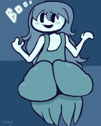 1girls ass big_butt clothed female ghost ghost_girl hair huge_ass long_hair sassy_dolly spooky's_house_of_jump_scares spooky_(shojs) text