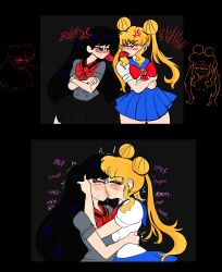 ... 2023 2girls anger_vein angry angry_kiss bishoujo_senshi_sailor_moon black_hair blue_skirt blush blush_lines blushing clothing color deep_kissing eyes_closed female female_only french_kiss french_kissing just_fuck_already kiss kissing lemonadepikachu light-skinned light-skinned_female light_skin making_out pink_lips pink_nails red_bow red_tongue rei_hino safe saliva saliva_trail school_uniform secretly_loves_it sketch skirt spit_bubble tagme tongue tongue_out usagi_tsukino yellow_hair yuri