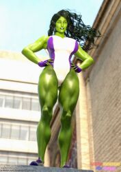 1girls 3d 3d_(artwork) artist_name big_breasts dark_green_hair female female_only fingerless_gloves flowing_hair gloves green-skinned_female green_body green_eyes green_skin hands_on_hips hero heroine highleg_leotard hips hourglass_figure huge_breasts hulk_(series) large_breasts legs leotard lewdmonkeyatwork lewdmonkeywork lips long_hair low-angle_view marvel marvel_comics muscular_thighs painted_nails patreon_username she-hulk shoes solo solo_female superhero superheroine thighs