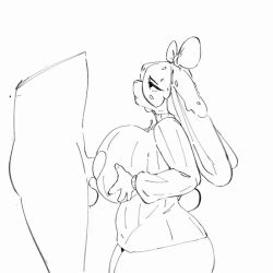 animated big_breasts breasts clothed clothed_female clothed_female_nude_male clothed_paizuri female furry monochrome paizuri paizuri_under_clothes peta_petaa rabbit rabbit_girl rabbit_humanoid ribbon sketch tagme