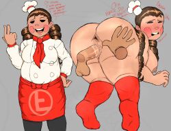 apron brown_hair chef_hat chubby_female danganronpa danganronpa_2:_goodbye_despair doodled4wg dot_eyes red_stockings rule_63 self_upload smooth_skin teruteru_hanamura twin_drills