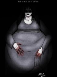 bbw big_breasts blood blood_stain digested_prey fat game_over ghost ghost_girl huge_belly pov ringu specimen_4 spooky's_house_of_jump_scares struggling_prey vore weight_gain