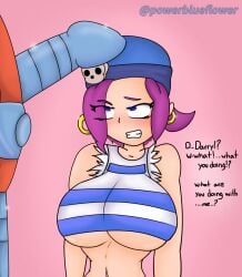 1girls big_breasts blue_eyes brawl_stars darryl_(brawl_stars) faceless_male female penny_(brawl_stars) pink_hair powerblueflower tagme