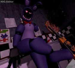 3d 3d_(artwork) animatronic anthro bonnie_(fnaf) digital_media_(artwork) five_nights_at_freddy's gay genitals heart_eyes lagomorph leporid looking_at_viewer machine male male_only mammal nsg_editor penis rabbit robot scottgames solo solo_focus withered_bonnie