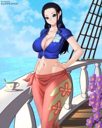 ass elpipe3000 female female_only inner_sideboob midriff navel nico_robin one_piece post-timeskip sideboob zipper_down zipper_pull_tab