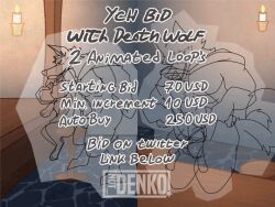 animated anthro backgroud canid canine canis death_(puss_in_boots) duo felid feline male male/male mammal not_denko size_difference wolf ych ych_(character)